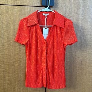 Red Collared Botton Down Top